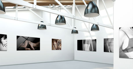 Grote ruimte met foto's op aluminium
