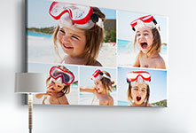Kinderfotocollage met meisje op het strand